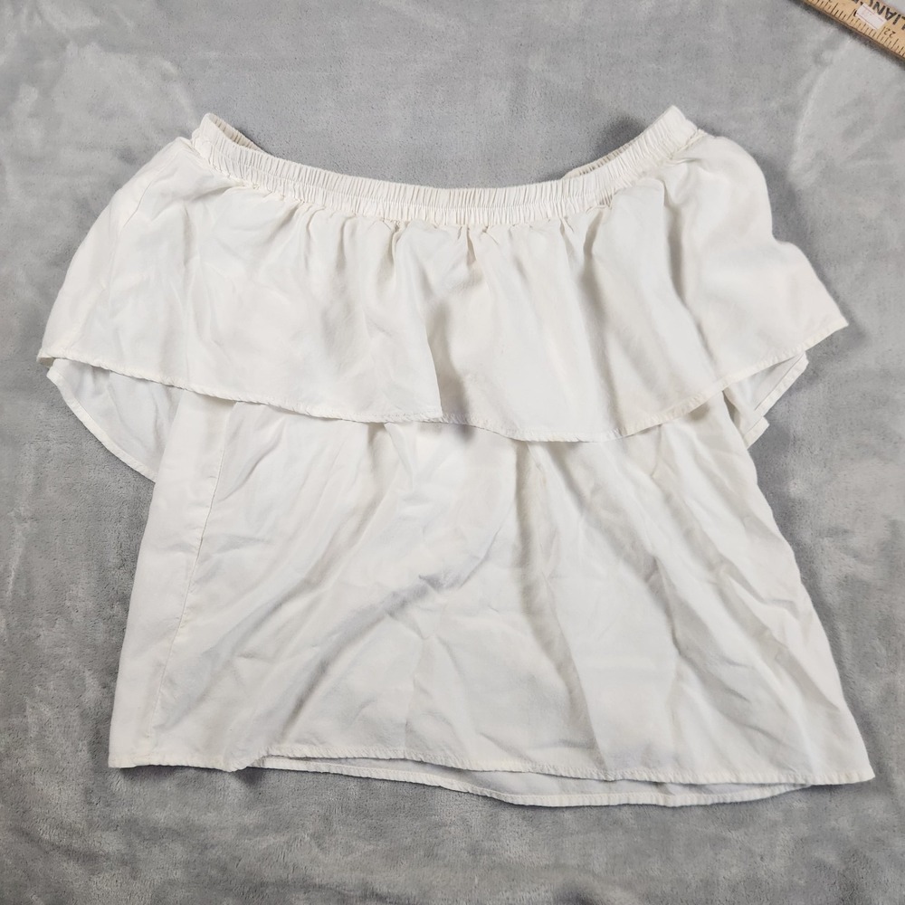 Tysa Women's Blouse Size 2‎ Off Shoulder Cream Short Sleeve Ruffle Peasant Top